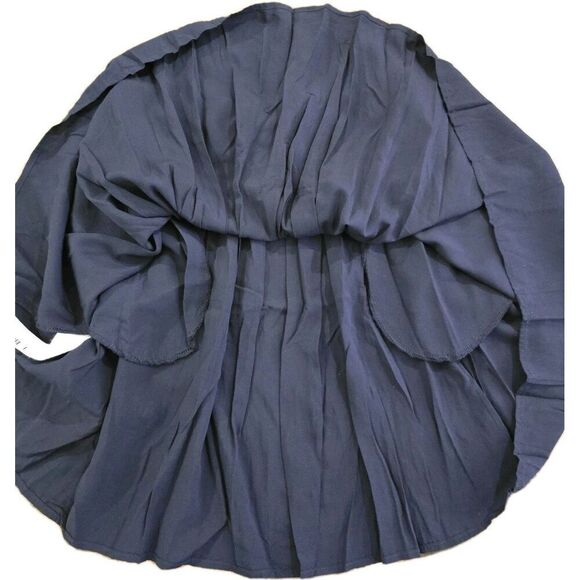 MNG Mango Pleated A-Line Mini Skirt Womens Size Small Navy Blue Pockets - Picture 8 of 9